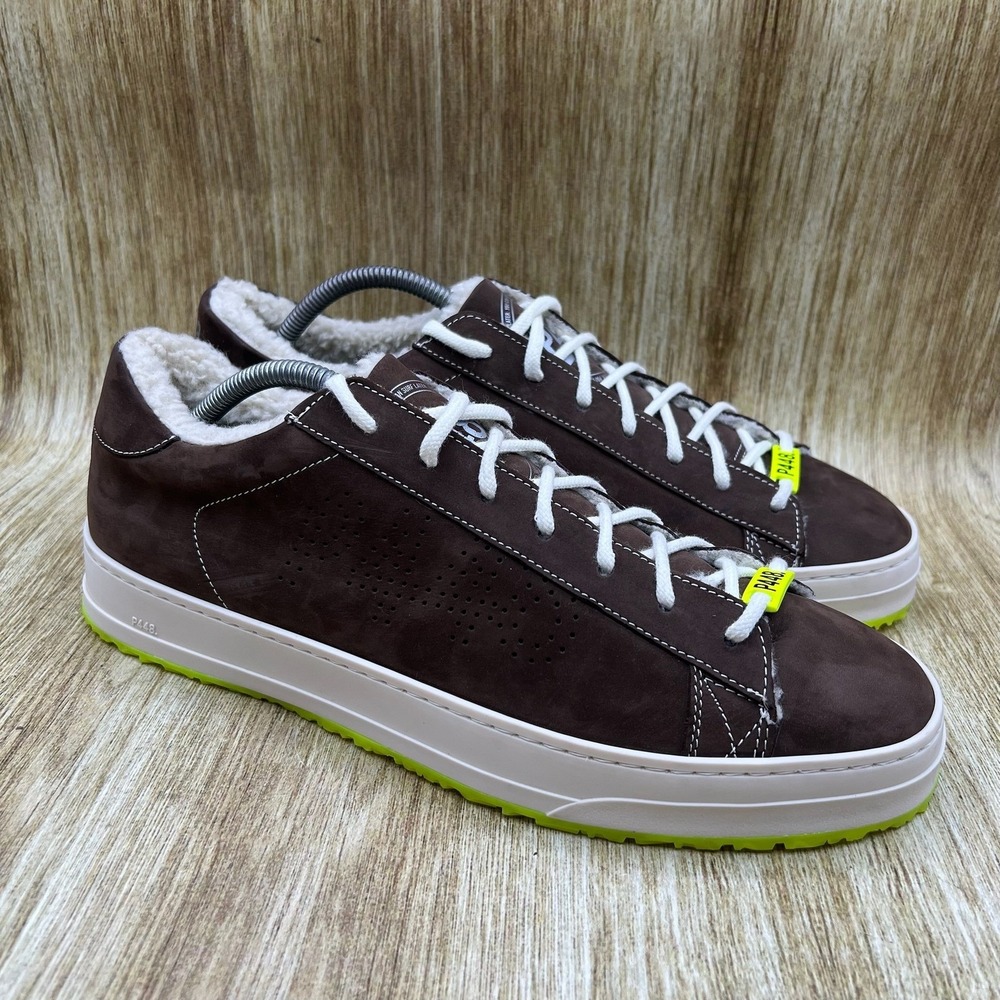 P448 Jack Winter Men's‎ Size 11.5 EU 45 Suede Shearling Lined Sneakers Brown Low